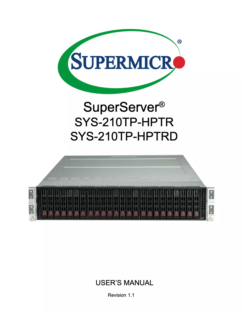 First page image of the manual for SuperServer SYS-210TP-HPTRD