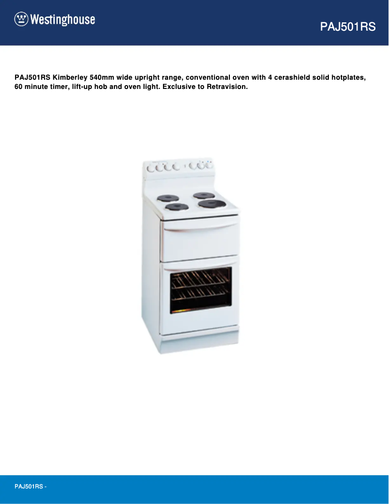 First page image of the manual for PAJ501RS