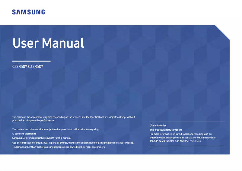 Page 1 of the manual User Manual Samsung C32R500FHAX