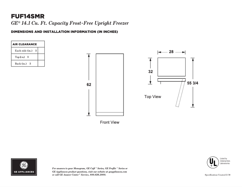 First page image of the manual for FUF14SMRWW