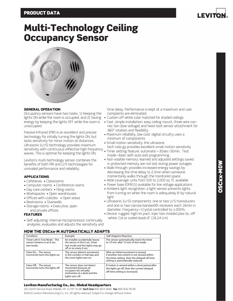 Page 1 of the manual User Manual Leviton OSC20-M0W