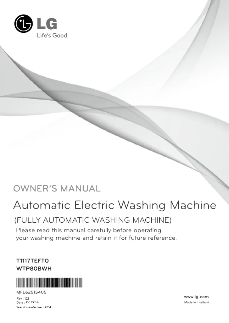 First page image of the manual for WTP80BWH