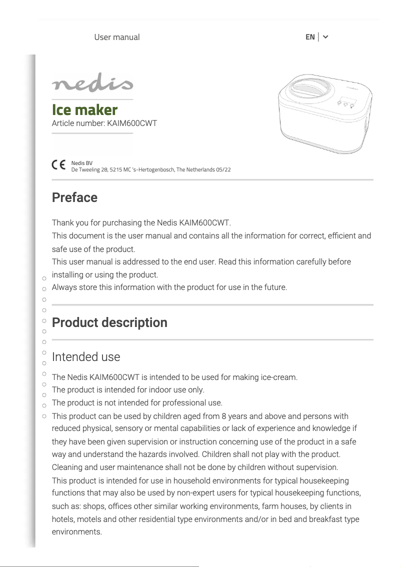 First page image of the manual for KAIM600CWT