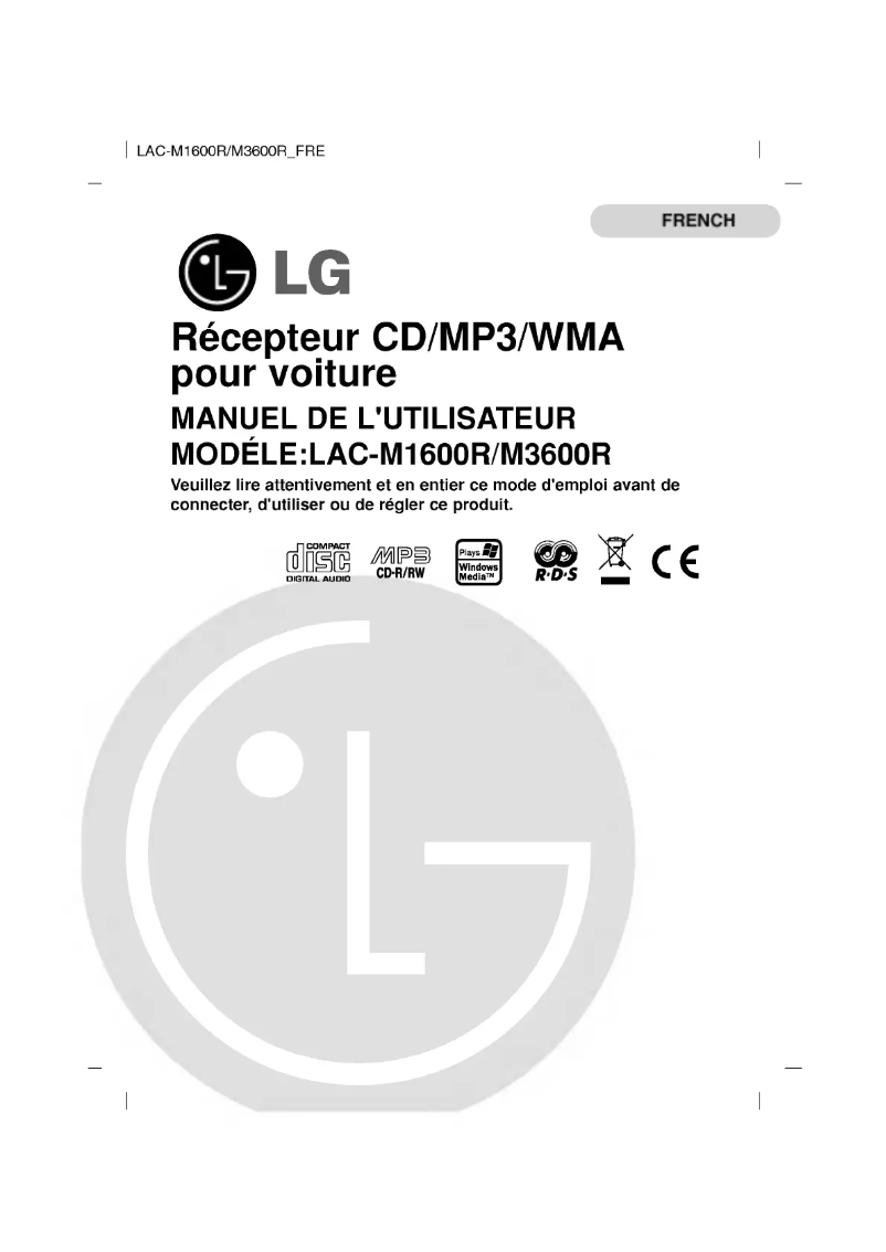 Page 1 de la notice Manuel utilisateur LG LAC-M1600R