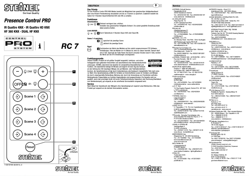 Page 1 of the manual User Manual Steinel RC7 KNX