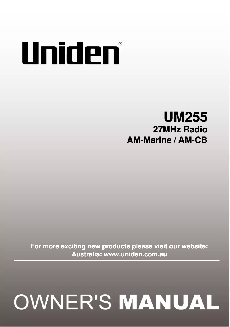 Page 1 of the manual User Manual Uniden UM255