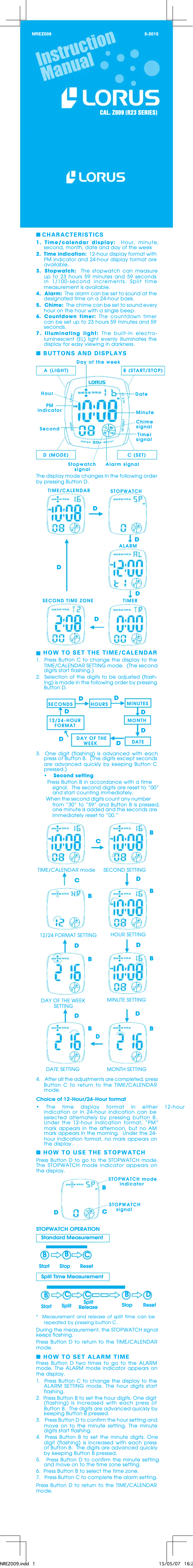 Page 1 of the manual User Manual Lorus R2302HX9