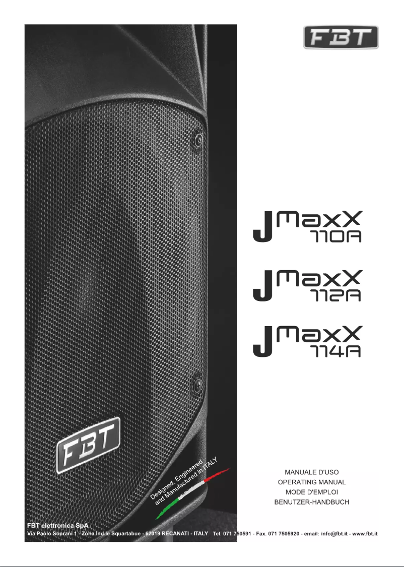 First page image of the manual for J MaxX 112A