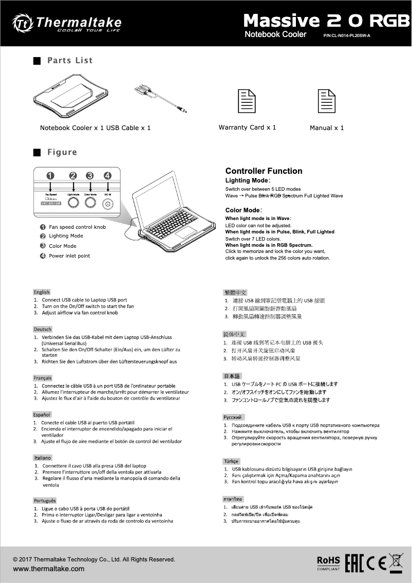 First page image of the manual for Massive 20 RGB