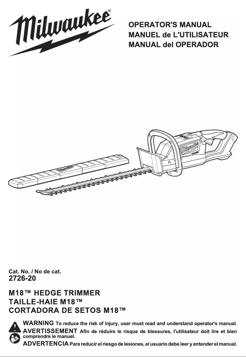 Page 1 of the manual User Manual Milwaukee 2726-20