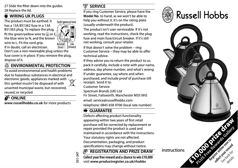 Page 1 de la notice Manuel utilisateur Russell Hobbs 19140