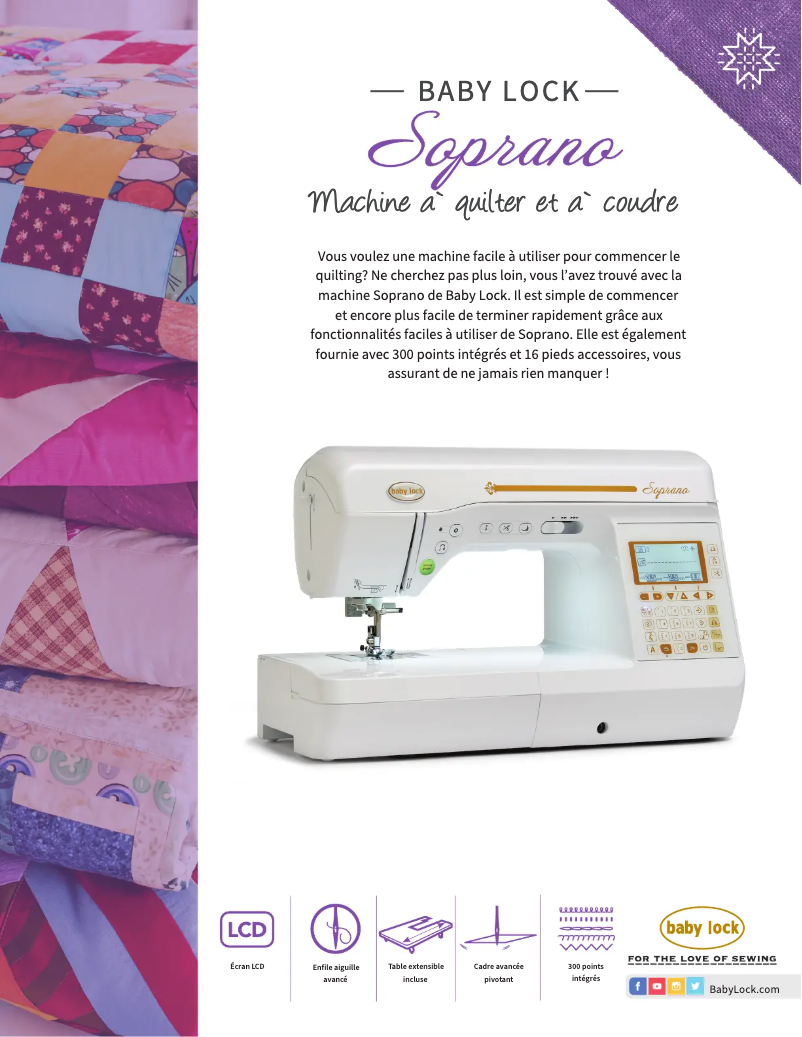 Page 1 of the manual Technical Sheet Baby Lock Soprano