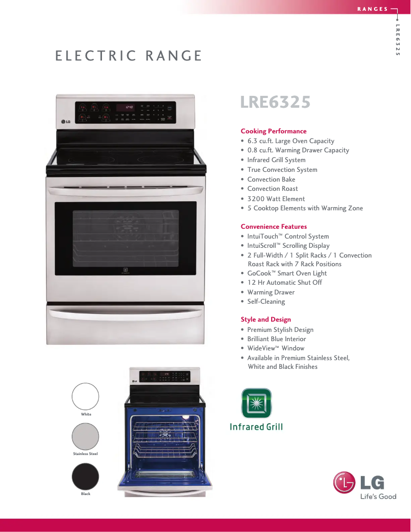 Page 1 of the manual Technical Sheet LG LRE6325SB