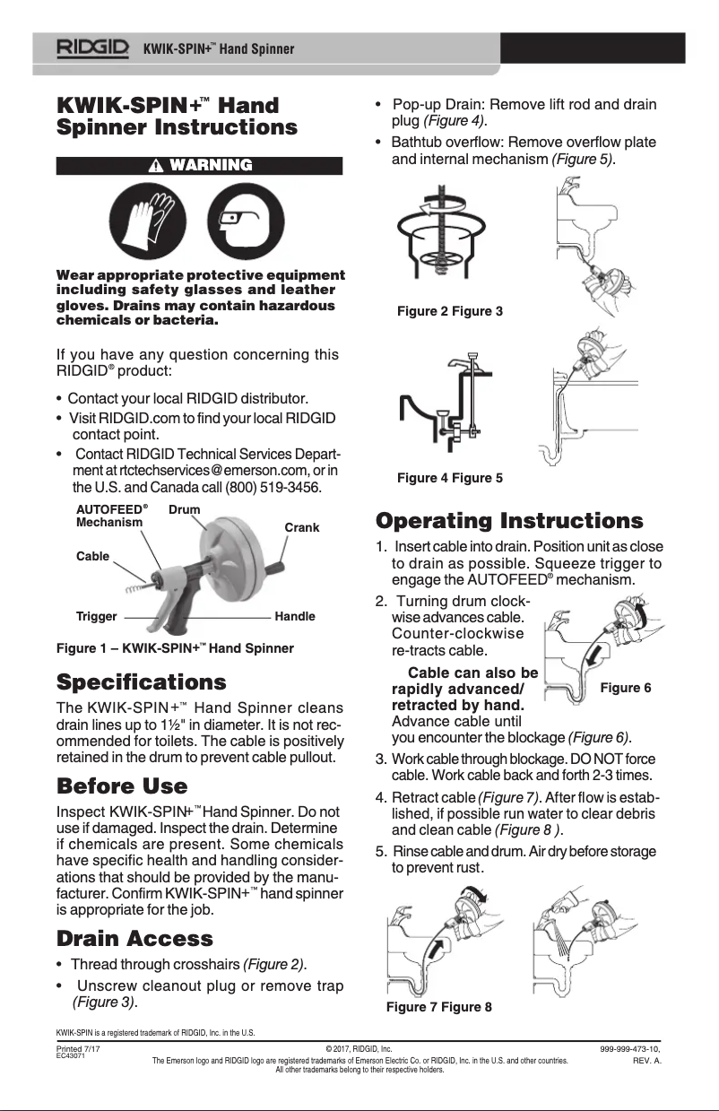 Page 1 of the manual Instructions / Assembly Ridgid KWIK-SPIN+