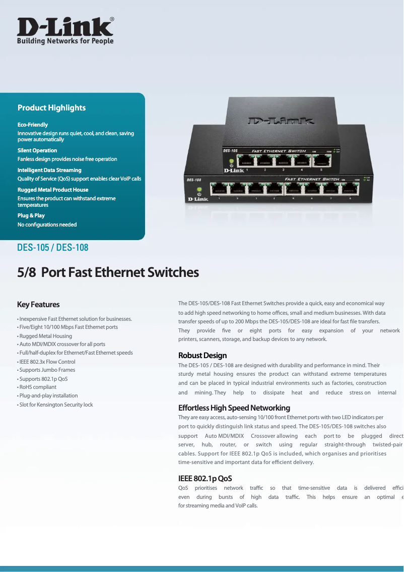 First page image of the manual for DES-105