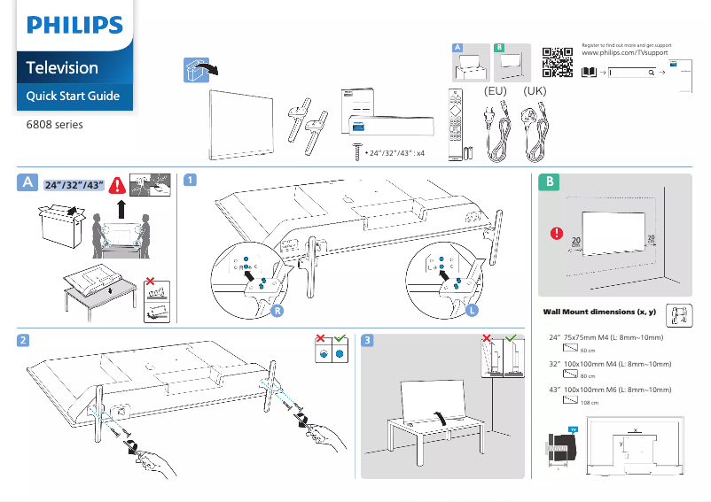 Page 1 of the manual Quick Start Guide Philips 43PFS6808