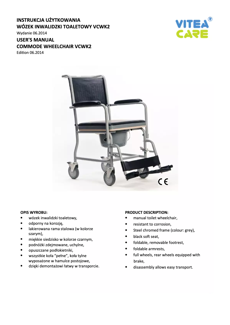 First page image of the manual for VCWK2