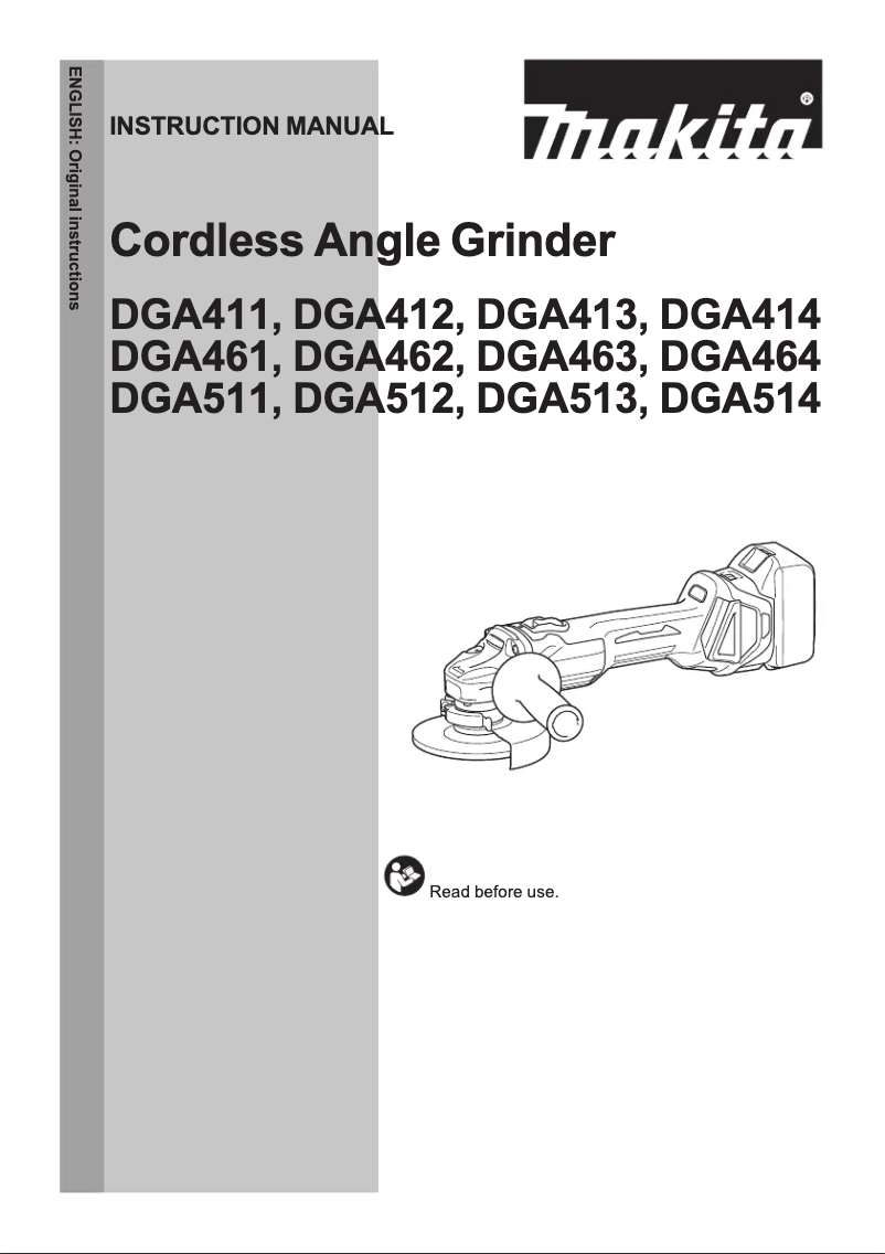 Page 1 of the manual User Manual Makita DGA463RTJ