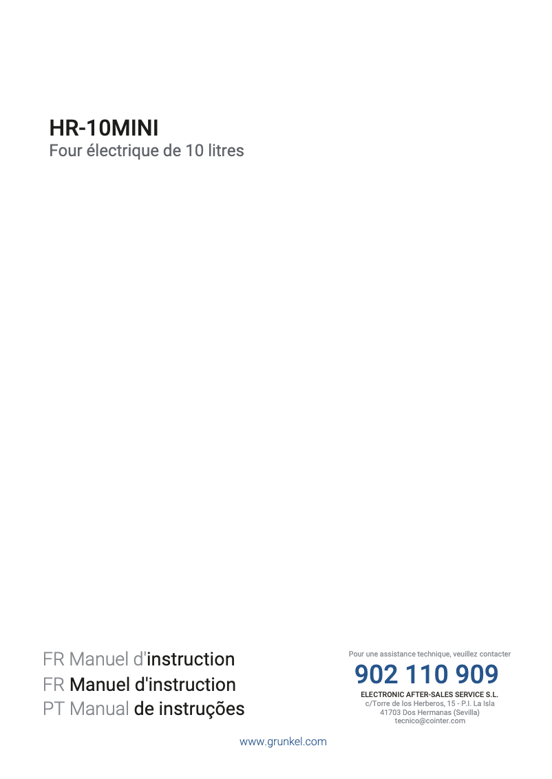First page image of the manual for HR-10MINI