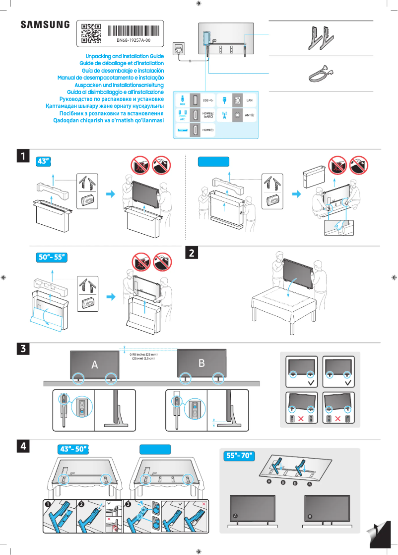 Page 1 of the manual Installation Guide Samsung TU55DU7105K