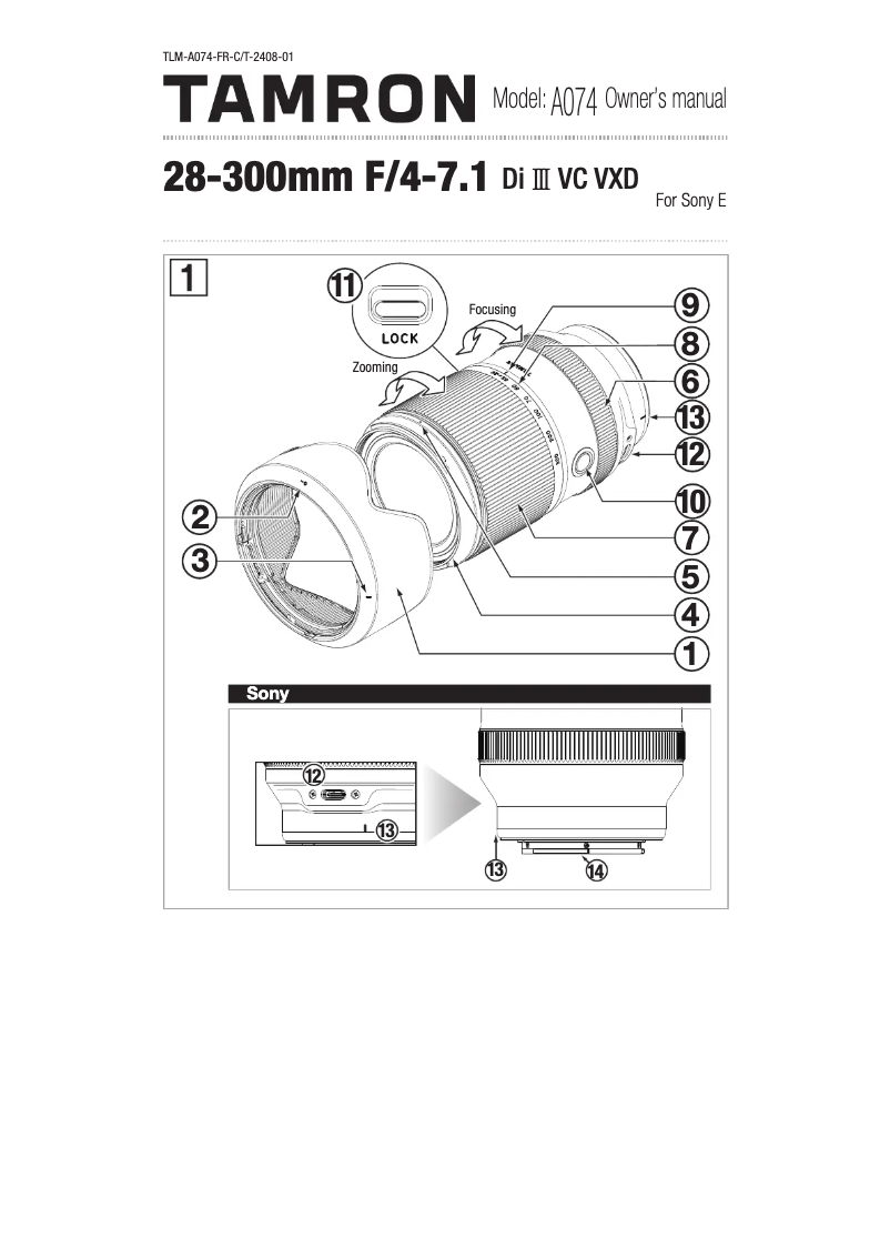 First page image of the manual for 28-300mm F/4-7.1 Di III RXD