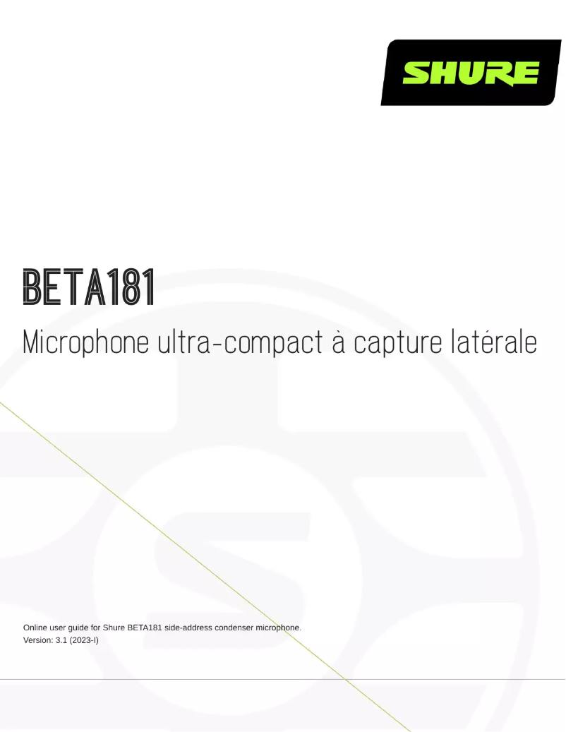 Page 1 of the manual User Manual Shure BETA 181