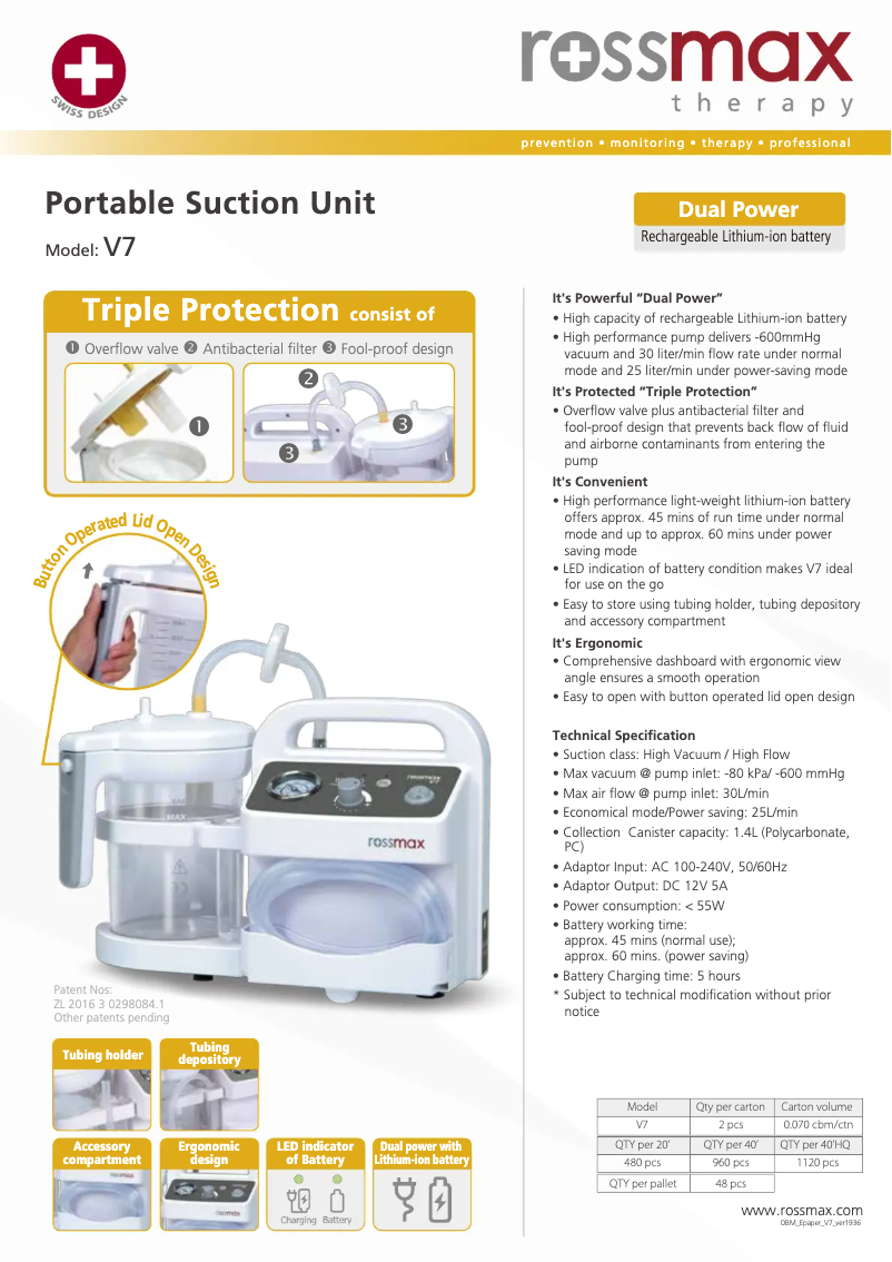 Page 1 of the manual Brochure Rossmax V7