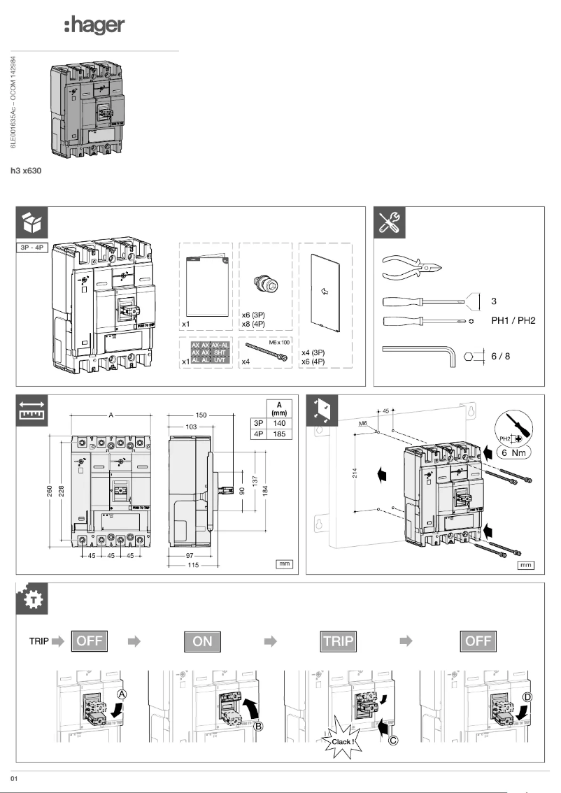 Page 1 of the manual User Manual Hager HMJ630GR