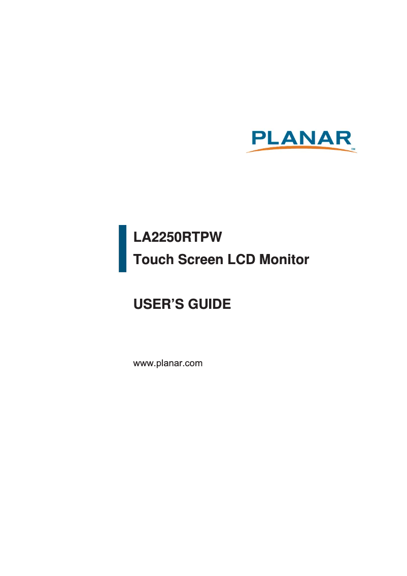 Page 1 of the manual User Manual Planar LA2250RTPW