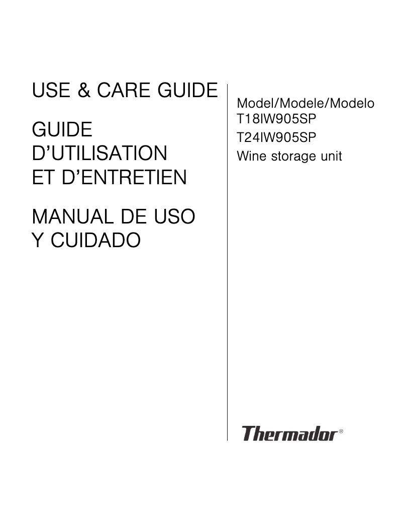 Page 1 of the manual User Manual Thermador T24IW905SP