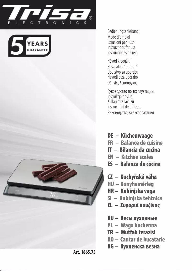 First page image of the manual for Elite Scale 1865.75