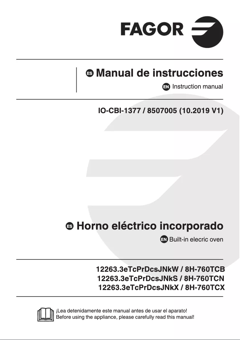 First page image of the manual for 8H-760TCN