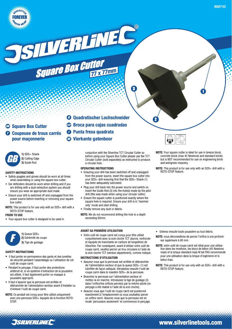 Page 1 of the manual User Manual Silverline 868742
