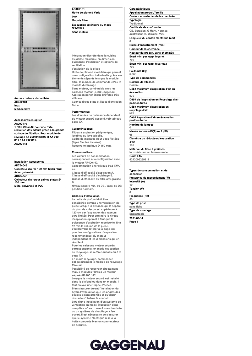Image de la première page du manuel de l'appareil AC402181