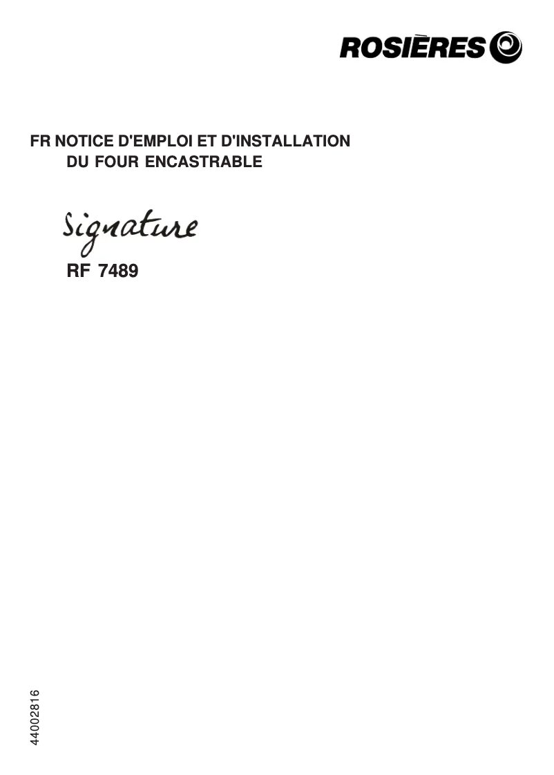 First page image of the manual for RF 7489 IN