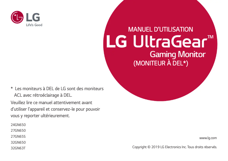 First page image of the manual for UltraGear 24GN650