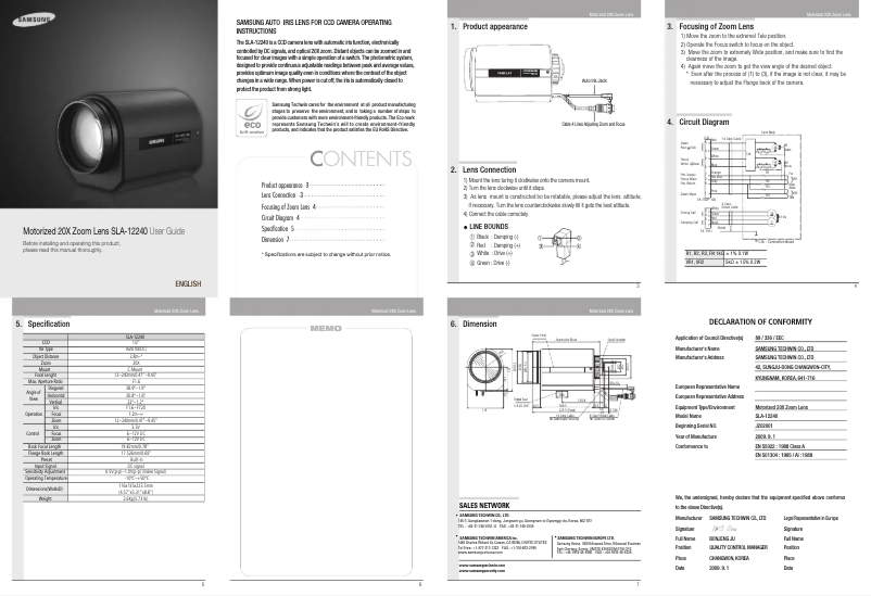 First page image of the manual for SLA-12240