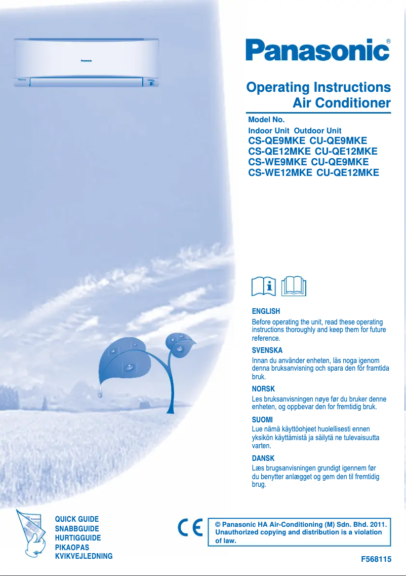 Page 1 of the manual User Manual Panasonic CS-QE12MKE
