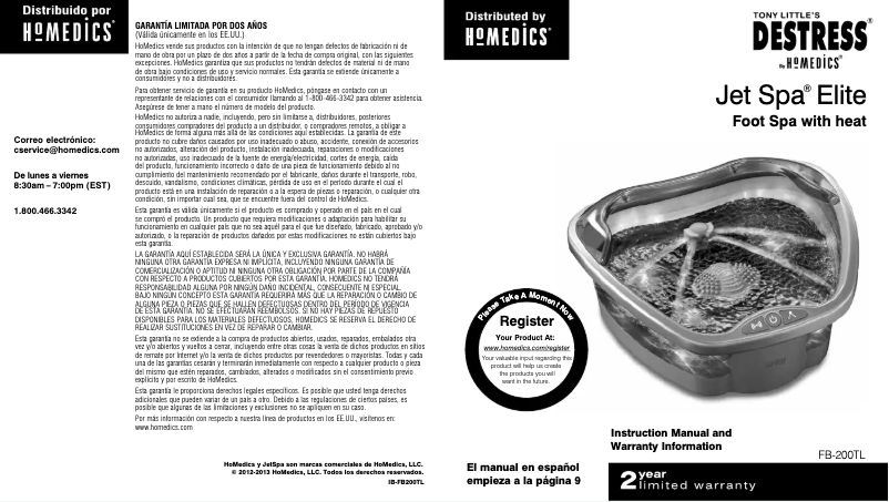 Page 1 of the manual User Manual Homedics FB-200-TL