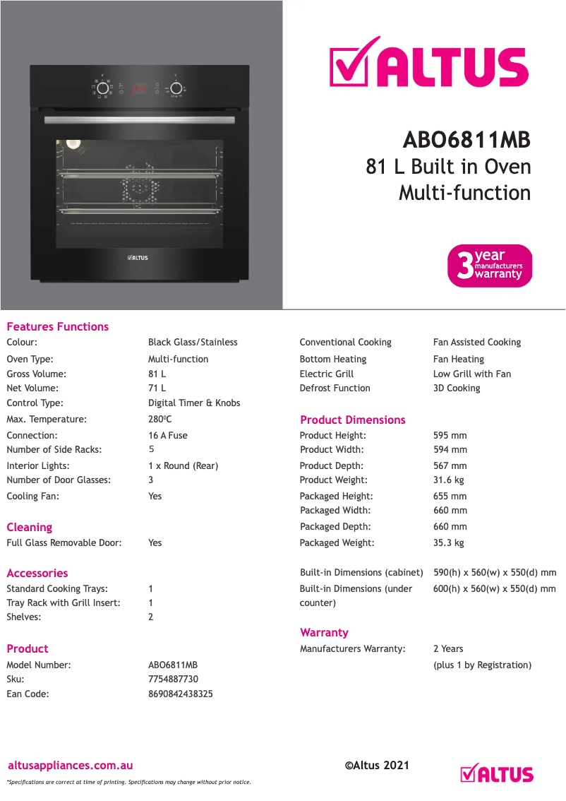 First page image of the manual for ABO6811MB