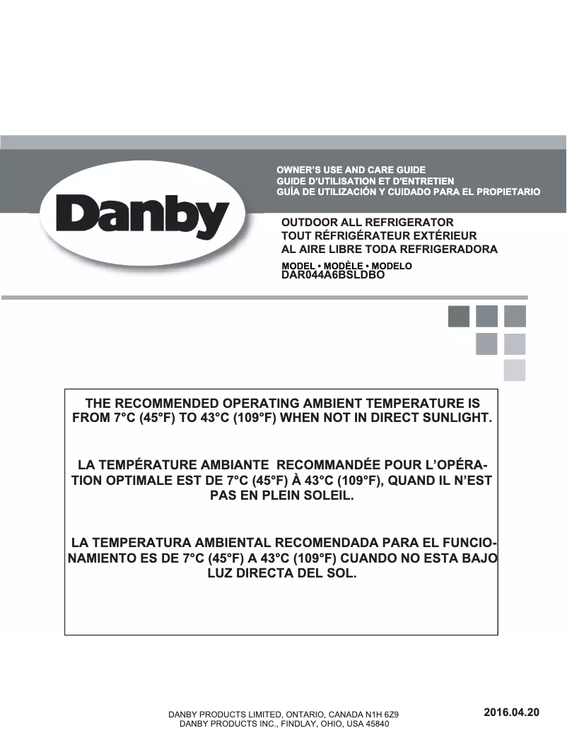 First page image of the manual for DAR044A6O