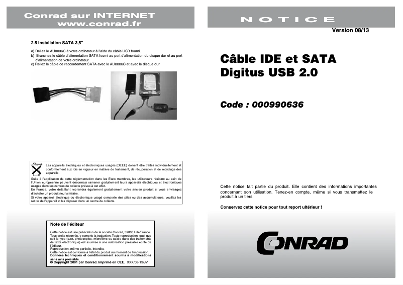 First page image of the manual for AU0006C