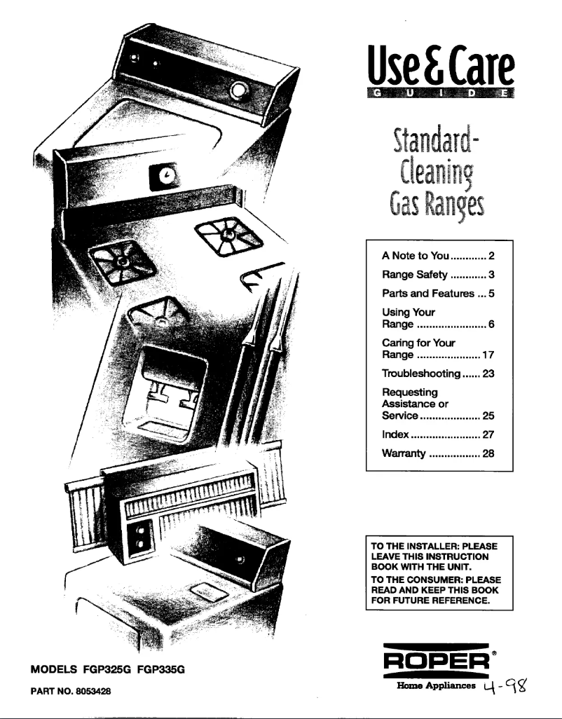 First page image of the manual for FGP335GQ0