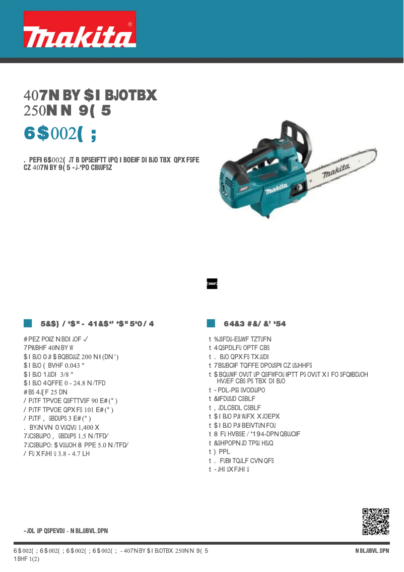 Page 1 of the manual Technical Sheet Makita UC002G