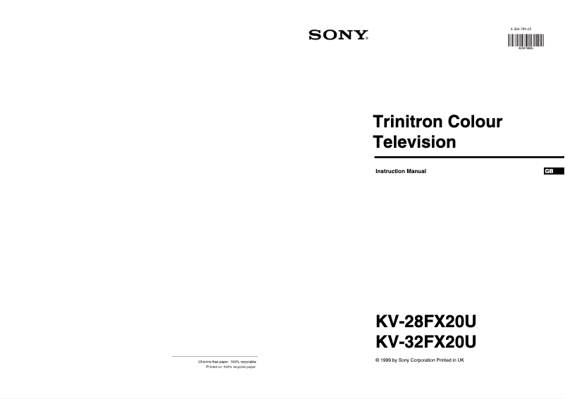 First page image of the manual for KV-32FX20U