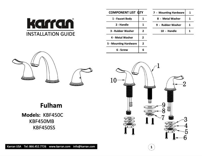 First page image of the manual for Fulham KBF450C