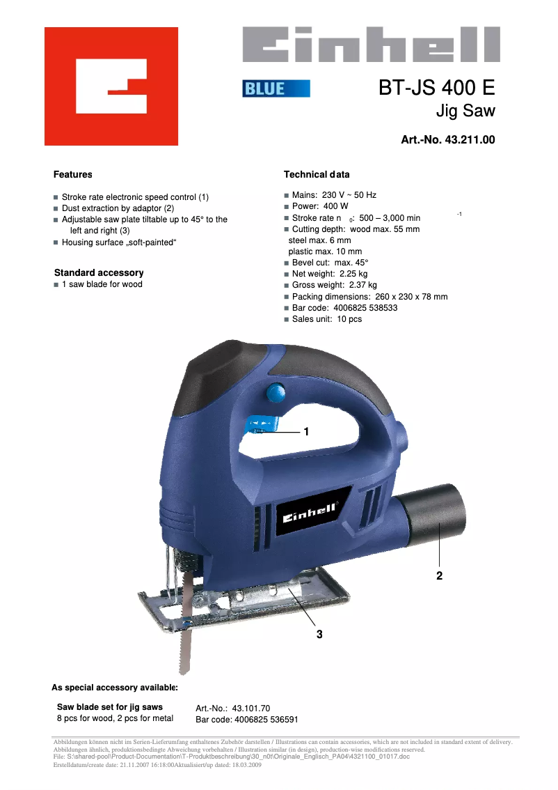 First page image of the manual for BT-JS 400E