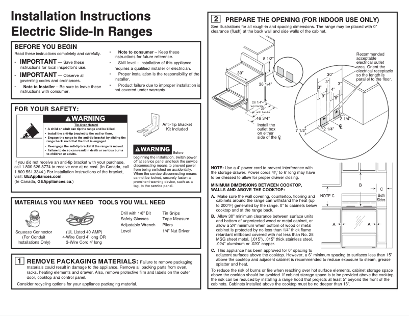 Page 1 of the manual Installation Guide Hotpoint RBS330DRWW