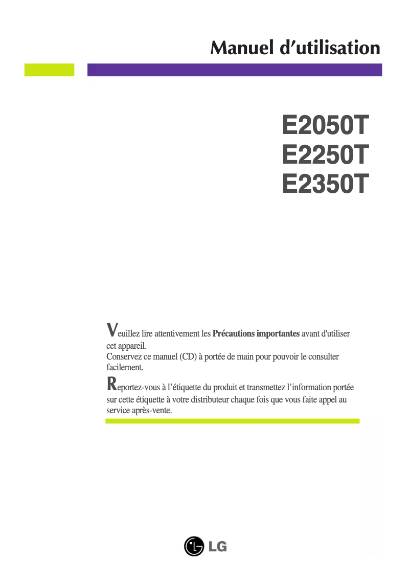 First page image of the manual for E2250T