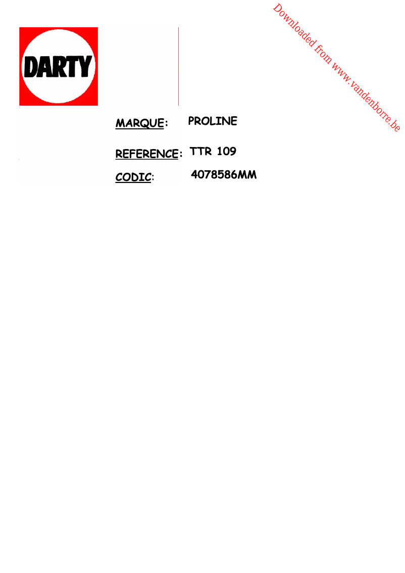 Page 1 of the manual User Manual Proline TTR10 PRO